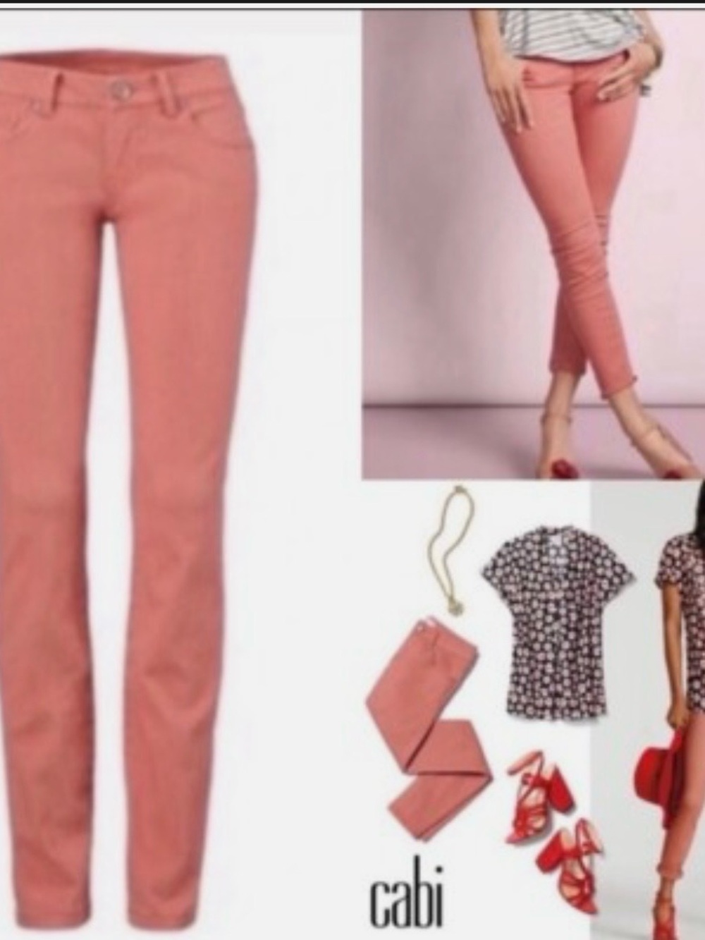 Cabi‎ Women's size 6 curvy , skinny pants pink salmon, color